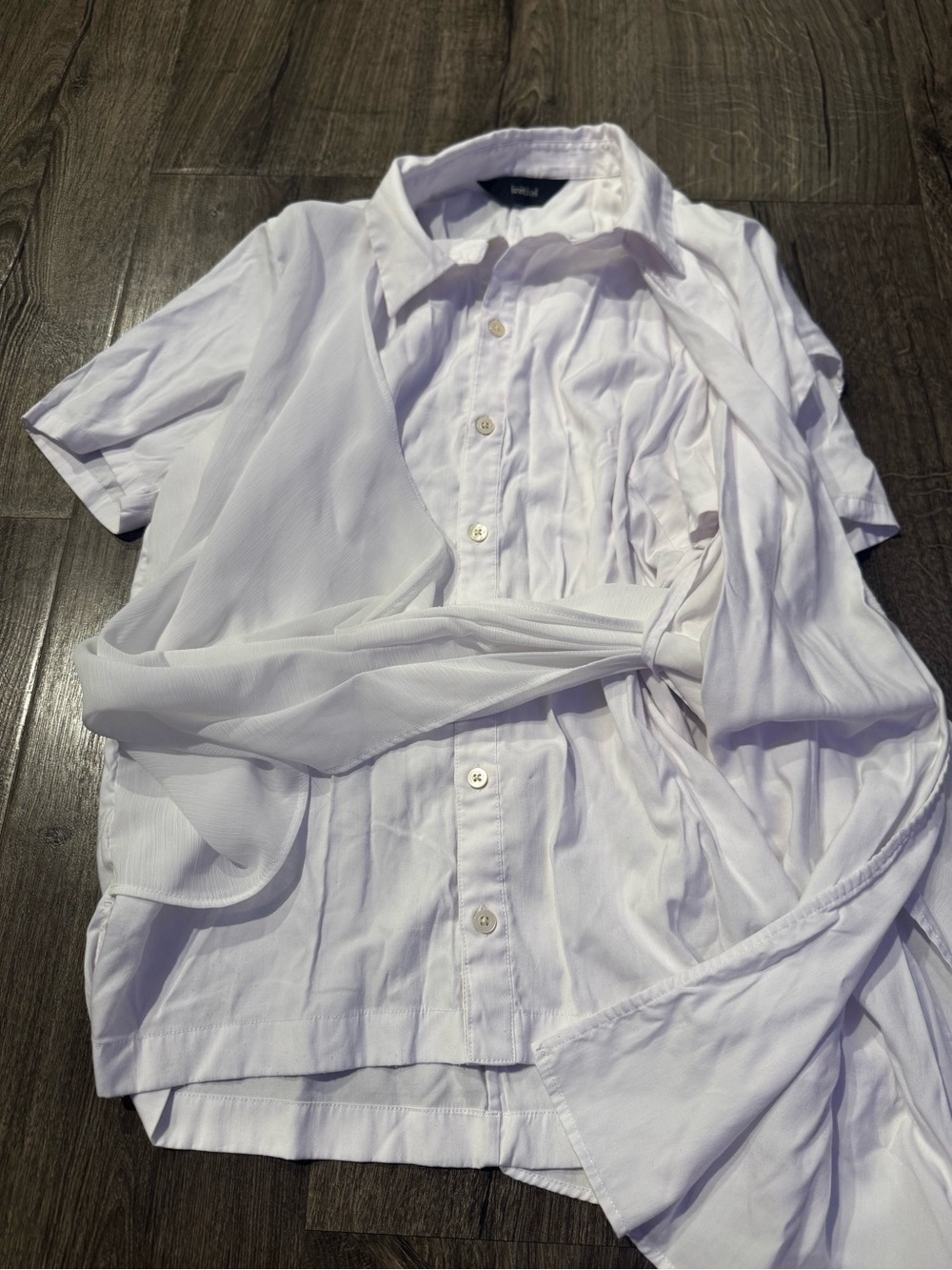 Initial women White Short-Sleeve Button Shirt with wrap size Xs/S - Picture 4 of 6